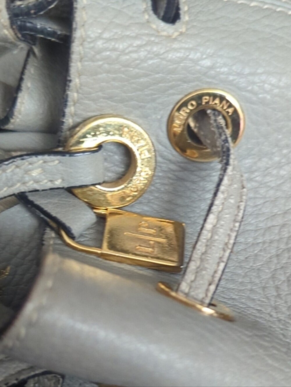 Loro Piana Gray Leather Drawstring Bucket Bag - Picture 11 of 15